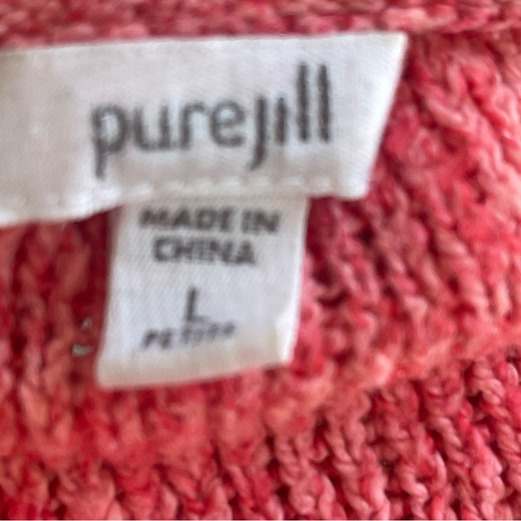 J. Jill Pure Jill Women’s Pink Textured Knit V-Neck Sweater size L - Picture 4 of 5
